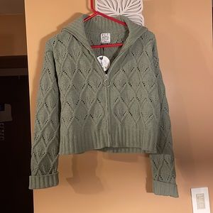 Super soft crop zip up sweater